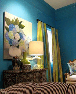 Blue-Green Interior Color Schemes, Living Room Decorating