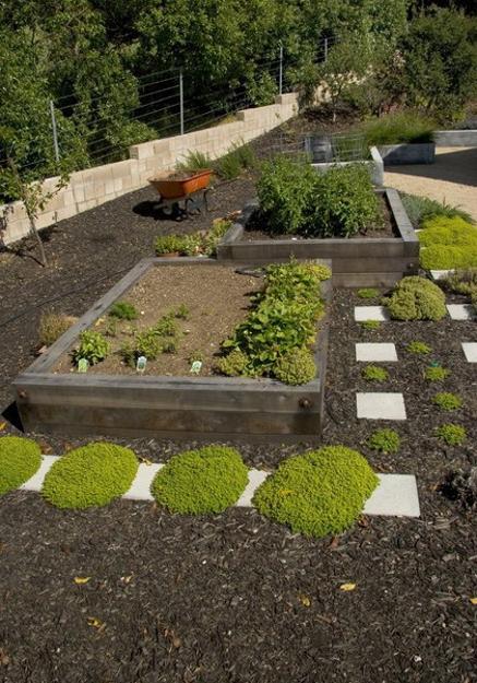vegetable garden design with stone steps