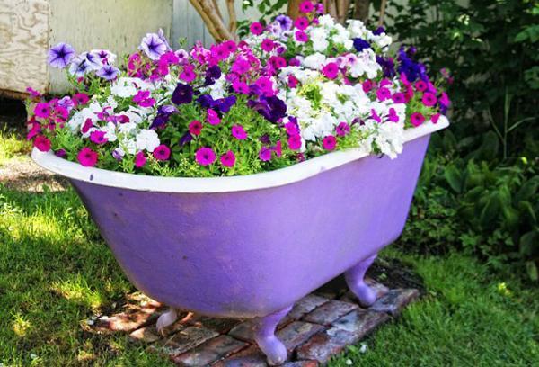 yard bathroom tubs recycle planters landscaping ponds reuse recycling