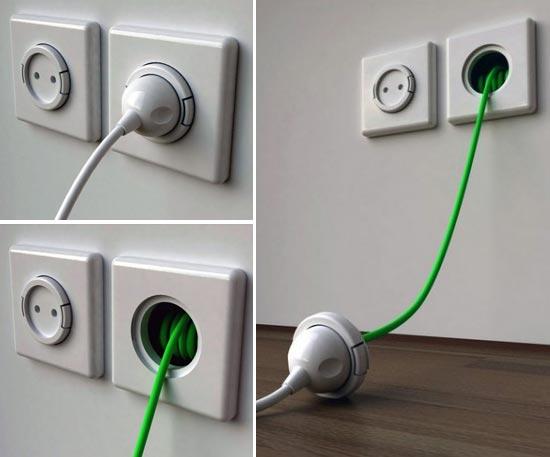 Wall socket with built-in extension cord : r/geek