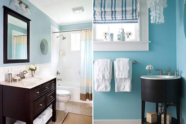 Bathroom Decorating in Blue-Brown Colors, Chocolate ...