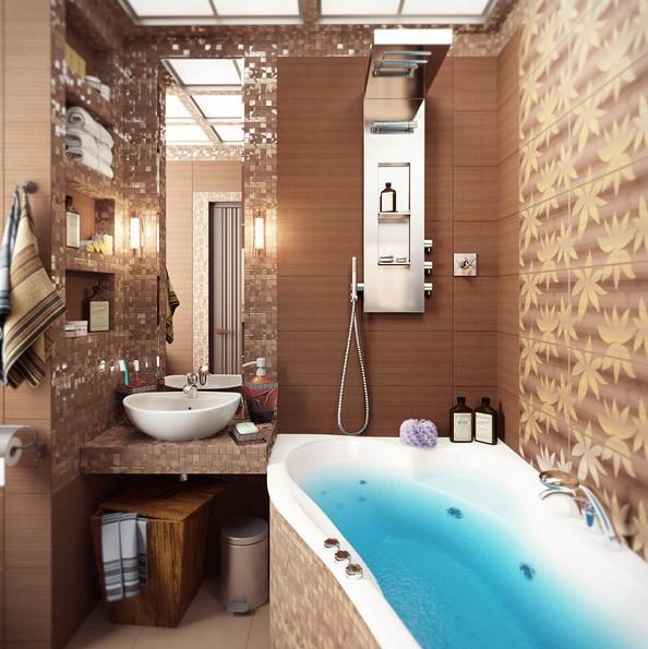 Bathroom Decorating in Blue-Brown Colors, Chocolate Inspiration