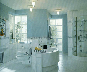 blue bathroom decorating with tiles