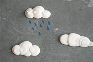 food design, edible decorations, white clouds