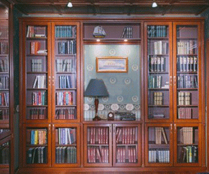 wooden bookcases and shelves