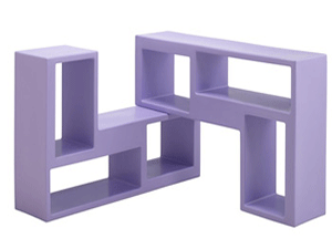 purple office storage shelves