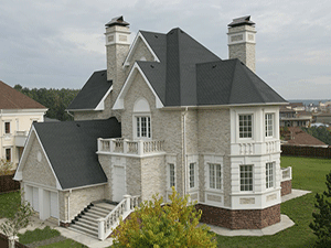 roof design with gray shingles