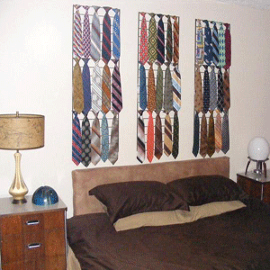 living room wall decorating with ties