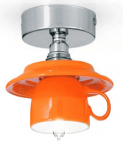 contemporary lighting fixtures shaped like coffee cul, in orange color