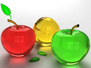 colorful glass accessories shaped like apples