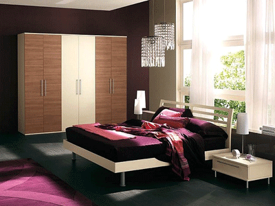 neutral colors for bedroom decor with deep purplish red accents