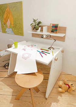 wood wooden painted desk child adjustable height