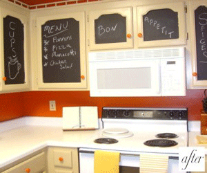 modern kitchen ideas, black chalkboard paint for cabinets doors