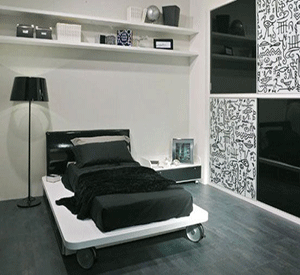 Black Color Bedroom Wall Decorating For Teens