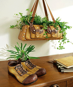 handmade planters home decorations recycling shoes and bags