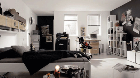 Black Color Bedroom Wall Decorating For Teens