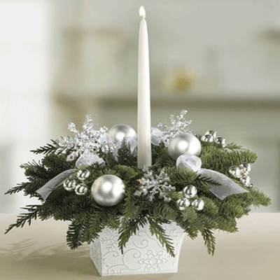 white silver table decor candles holiday winter