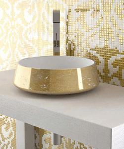 gold plated golden round small sinks design