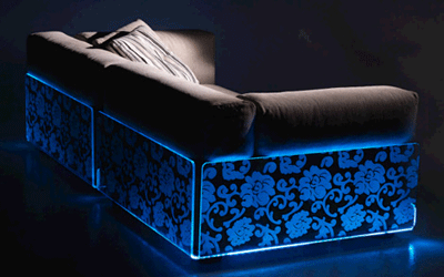 floral furniture upholstery fabric with blue led lights