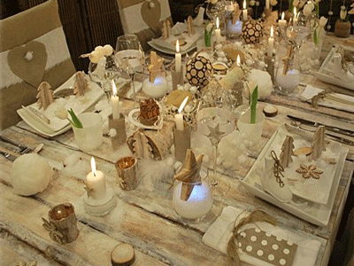 dinner dining winter decorations setting table candles