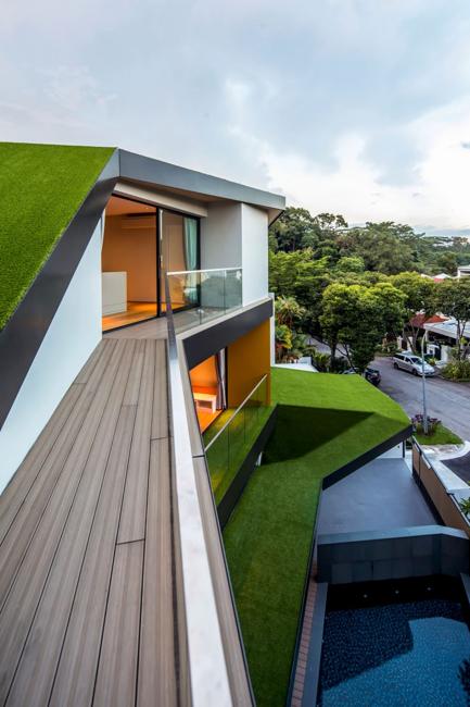 contemporary home with rooftop garden