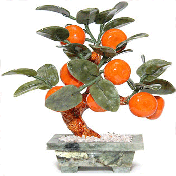 orange color and orange tree for interior decorating to feng shui room design