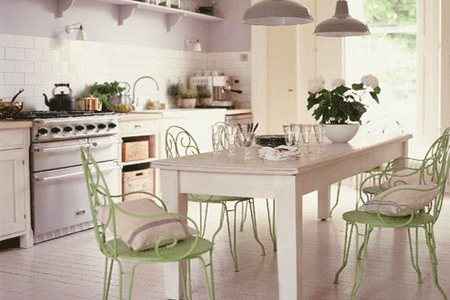 Green-White Color Schemes, Spacious White Kitchen Designs