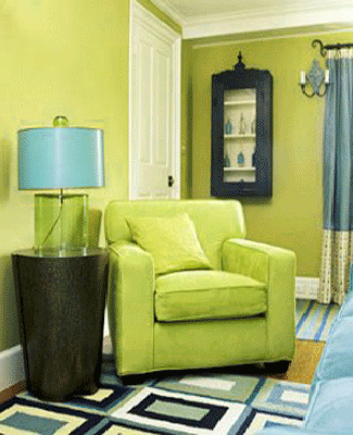 Blue Green  Interior Color Schemes Living  Room  Decorating 