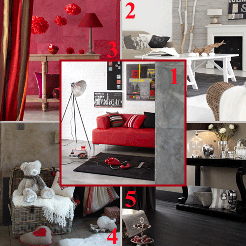 Gray and red clearance living room