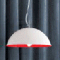 pendant light with white and red lampshade