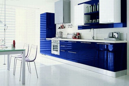 Royal Blue Kitchen Design, Carved Wood Kitchen Cabinets