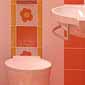 wall tile designs white orange bathroom colors