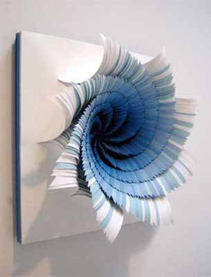 3d paper craft ideas for making blue paper flowers for wall decoration