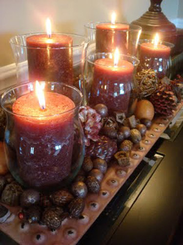 orange candles are fall ideas for thanksgiving decorating