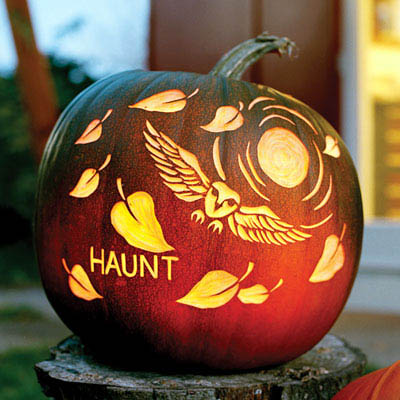 pumpkin carving patterns with leaves for halloween decoration