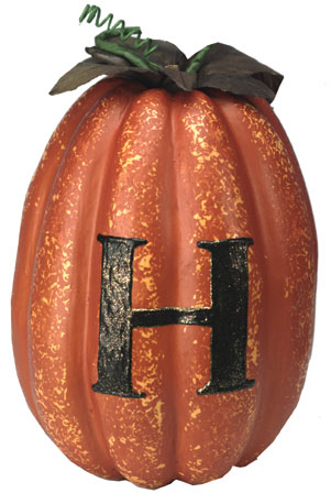 halloween pumpkin with black letter H for black and orange halloween decoration