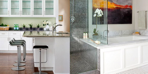 organic design and interior decorating for modern bathroom and kitchen interiors