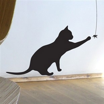 playing black cat wall sticker