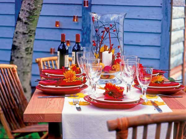 11 Candles Centerpieces with Rowan Berries and Rose Hips, Thanksgiving ...