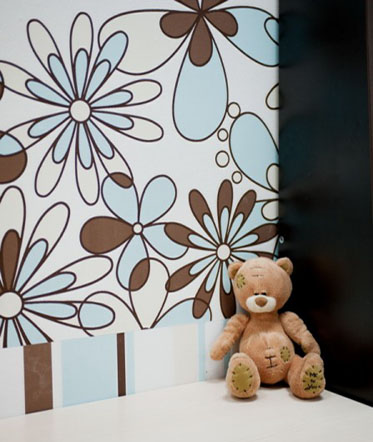 light blue and brown wallpaper for kids rooms decorating