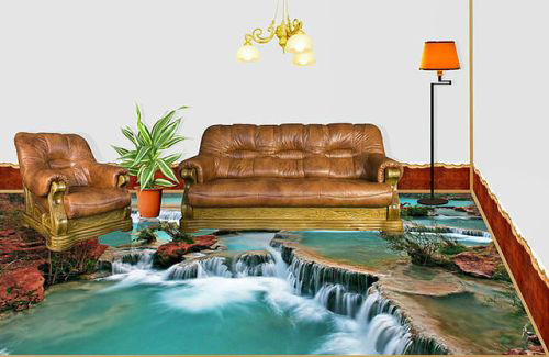 waterfall for self leveling floor design and modern living room furniture