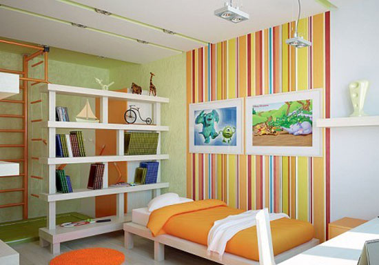 colorful stripes on modern wallpaper for kids rooms decor