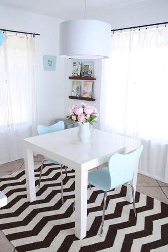 floor rug with black and white stripes