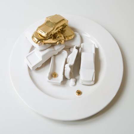 modern tableware with cars