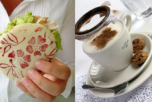 coffee cup and sandwich decoration with flowers