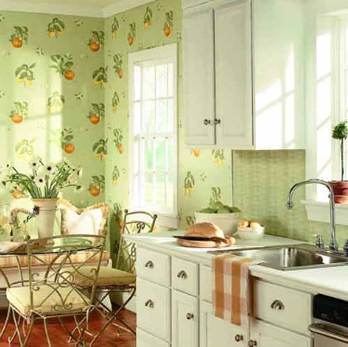 Green Kitchen Paint Colors and Green Wallpapers for Kitchen Decorating