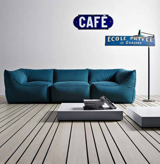 blue sofa, frameless modern furniture design