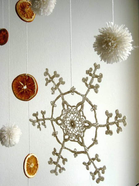 white snowflakes and balls for christmas decoration