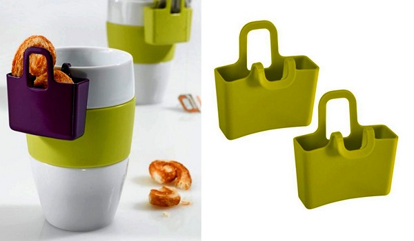 white coffee cups with green bags