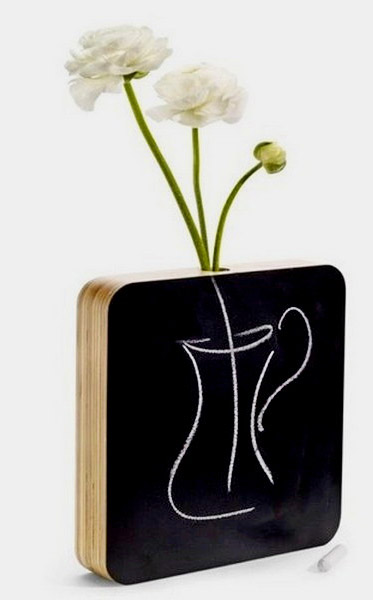 wooden vase with flowers